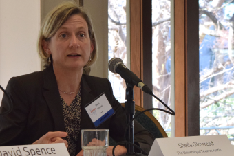 Prof Sheila Olmstead speaking as part of a panel discussion at UT Energy Week 2015