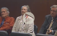 Gary Rochelle, Sue Hovorka and Douglas Heguy respond to audience questions at the UT Energy Symposium